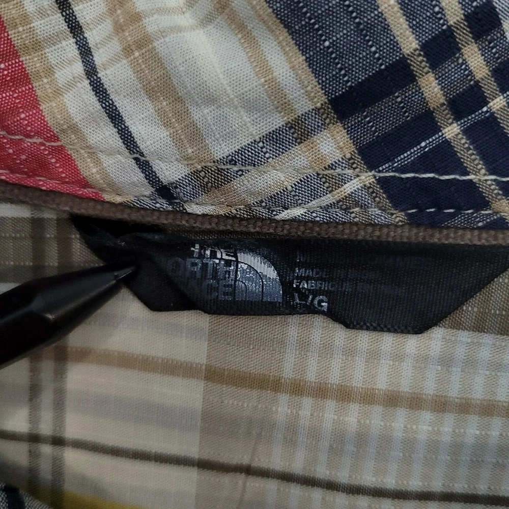 The North Face Ripstop Shirt 100% Cotton Plaid Men Large‎ Pockets Gorpcore
